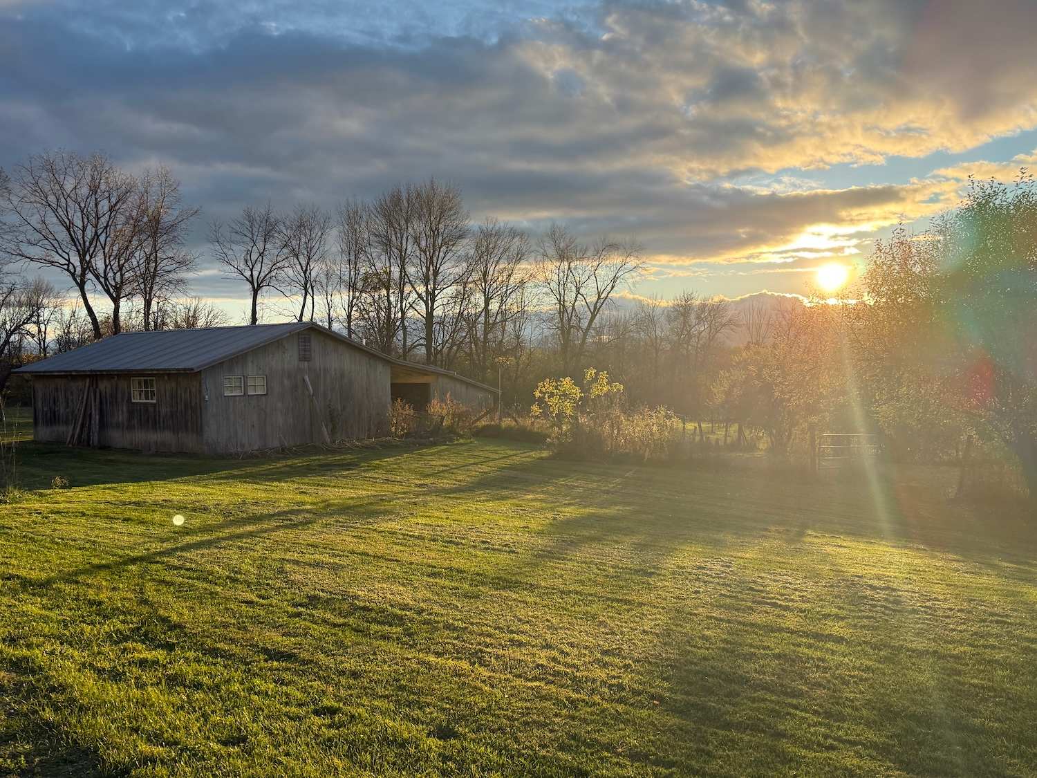Farm House barn at sunset